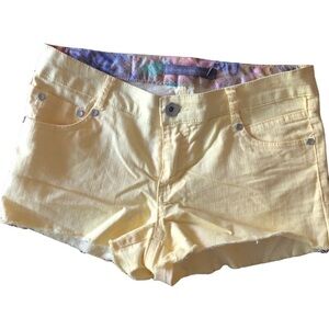 Tillys Boom Boom Jeans Pastel Yellow jean shorts cut offs mini shorts summer